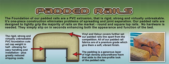 Waterbed padded rails description information