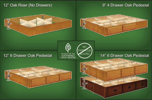 Waterbed Pedestal Oak Riser Base